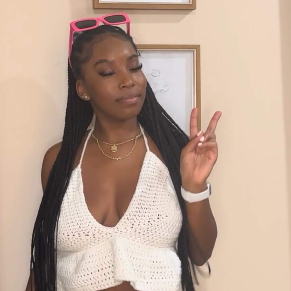 “The TT Top” Handmade Crochet Ruffle Bralette Top (White)